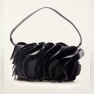 Farm Rio Black Leather Shoulder Flower Bag
